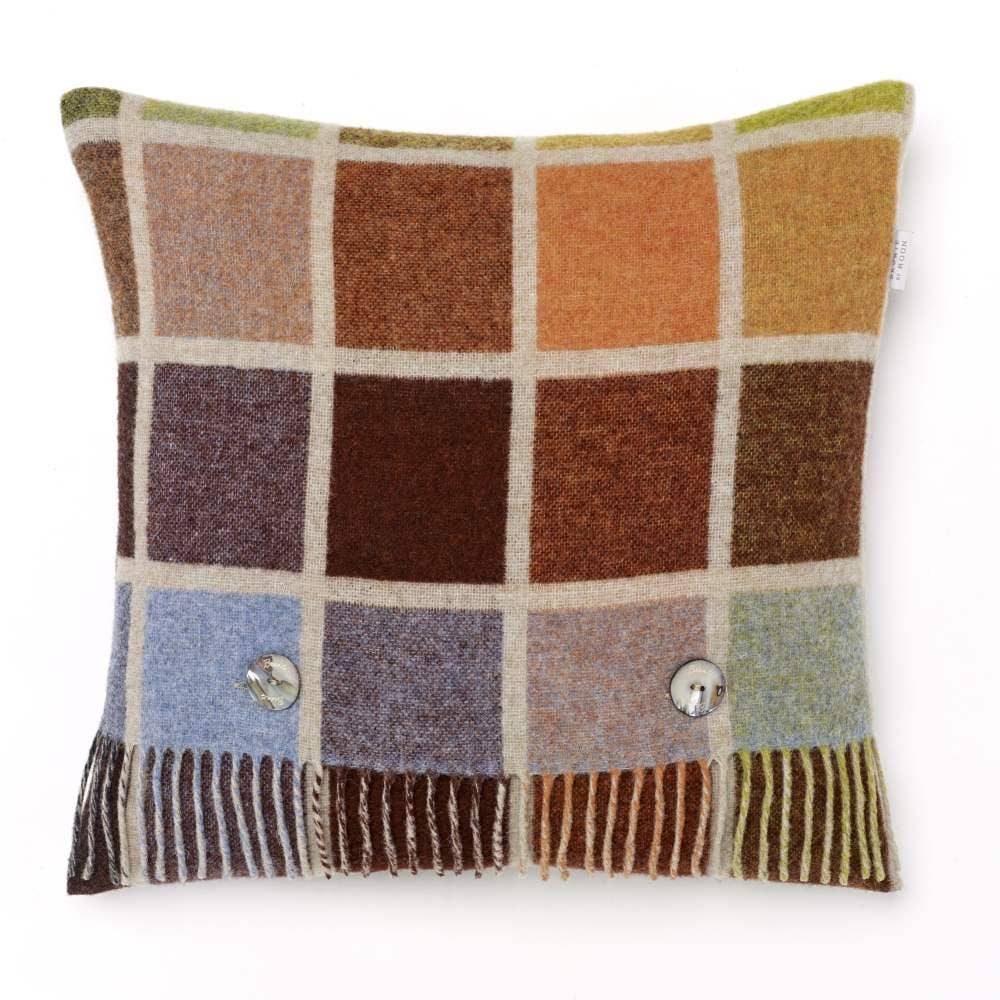 Bronte Moon - Multiblock Geometric Beige Multi Throw Pillow Made in the UK