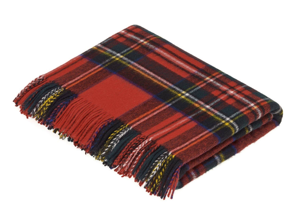 Bronte Moon - Tartan Plaid-Merino Lambswool Throw Blanket-Royal Stewart Tartan-Made in England