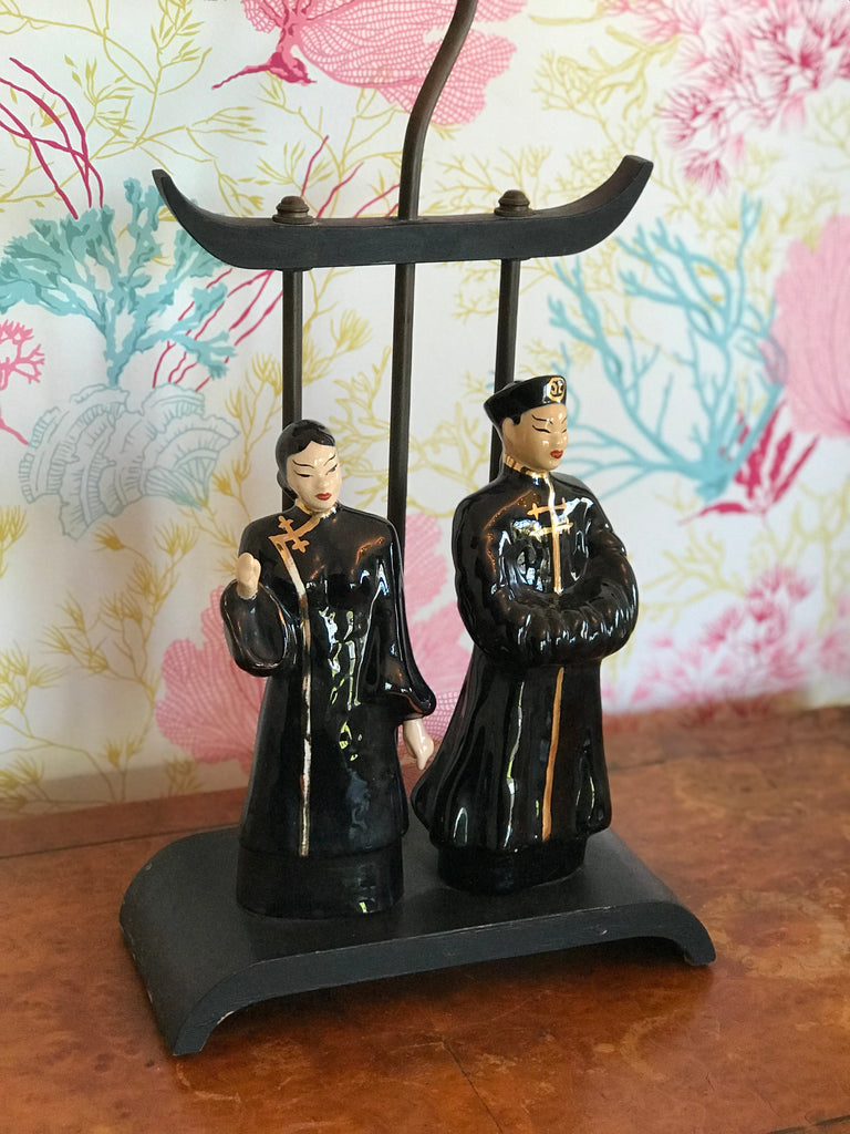 Black Oriental Figurine Lamp