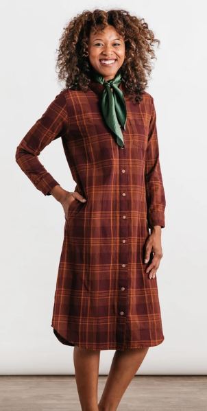 Ada Burgundy Plaid Dress