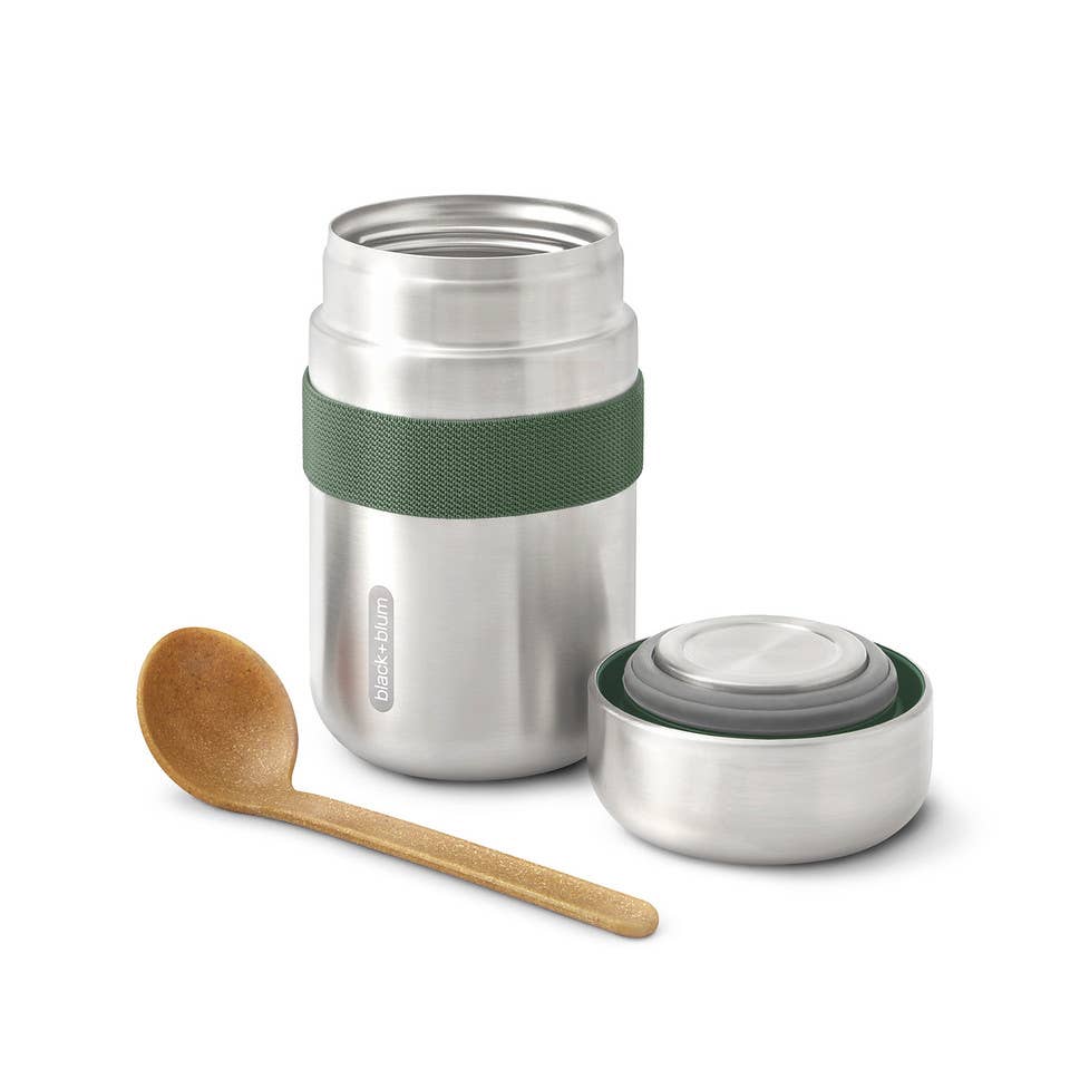 Black+Blum - Insulated Flask - Leak Proof Stainless Steel Food Flask: Olive